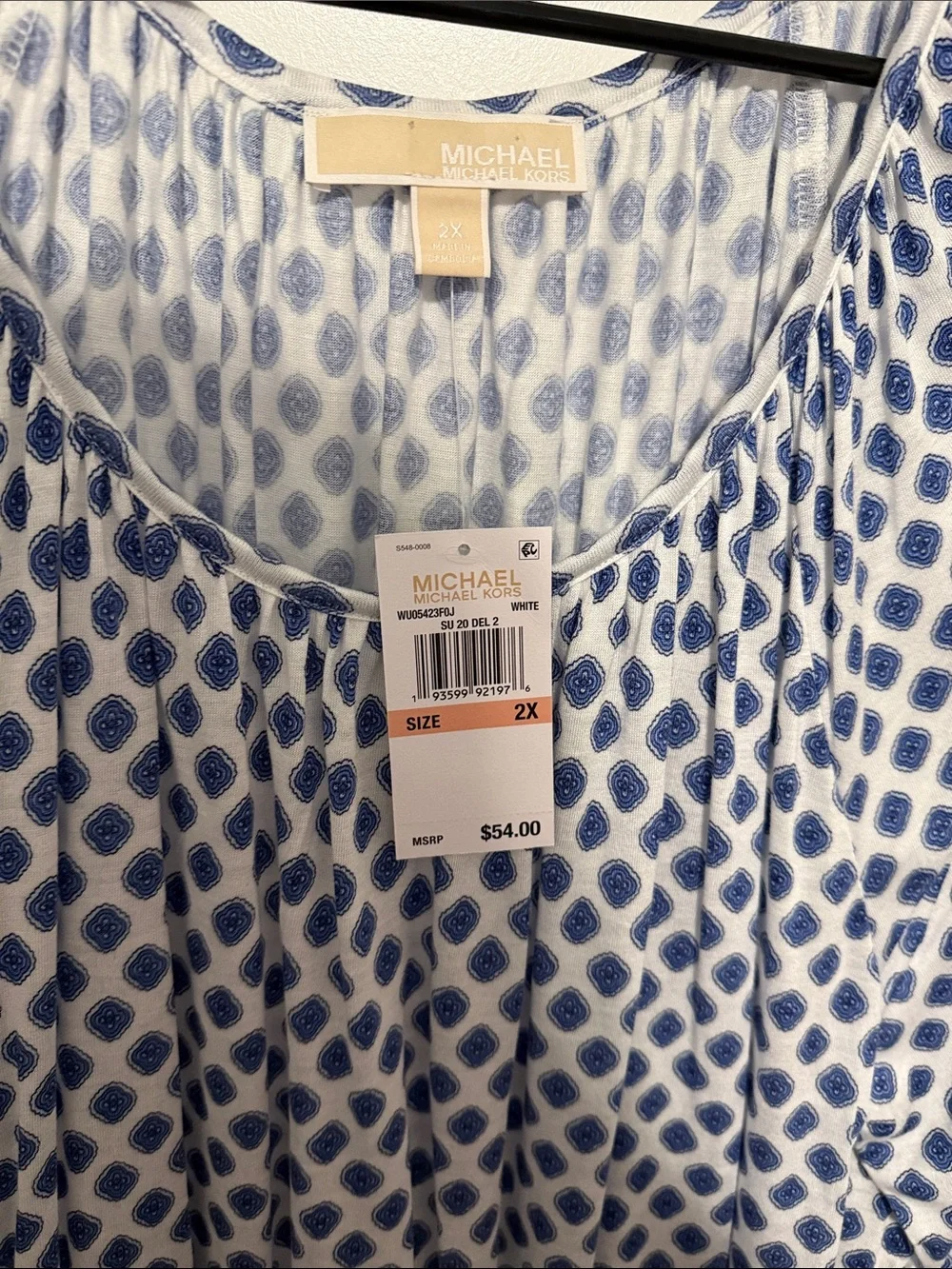 Michael Kors White Blouse with Blue Dot Pattern